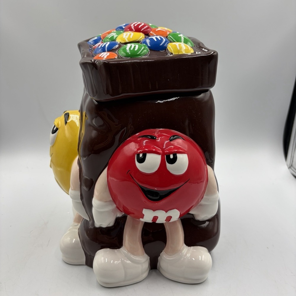 M&M's Cookie Jar 2002 Benjamin & Medwin - Red - Yellow - Green M&M Characters